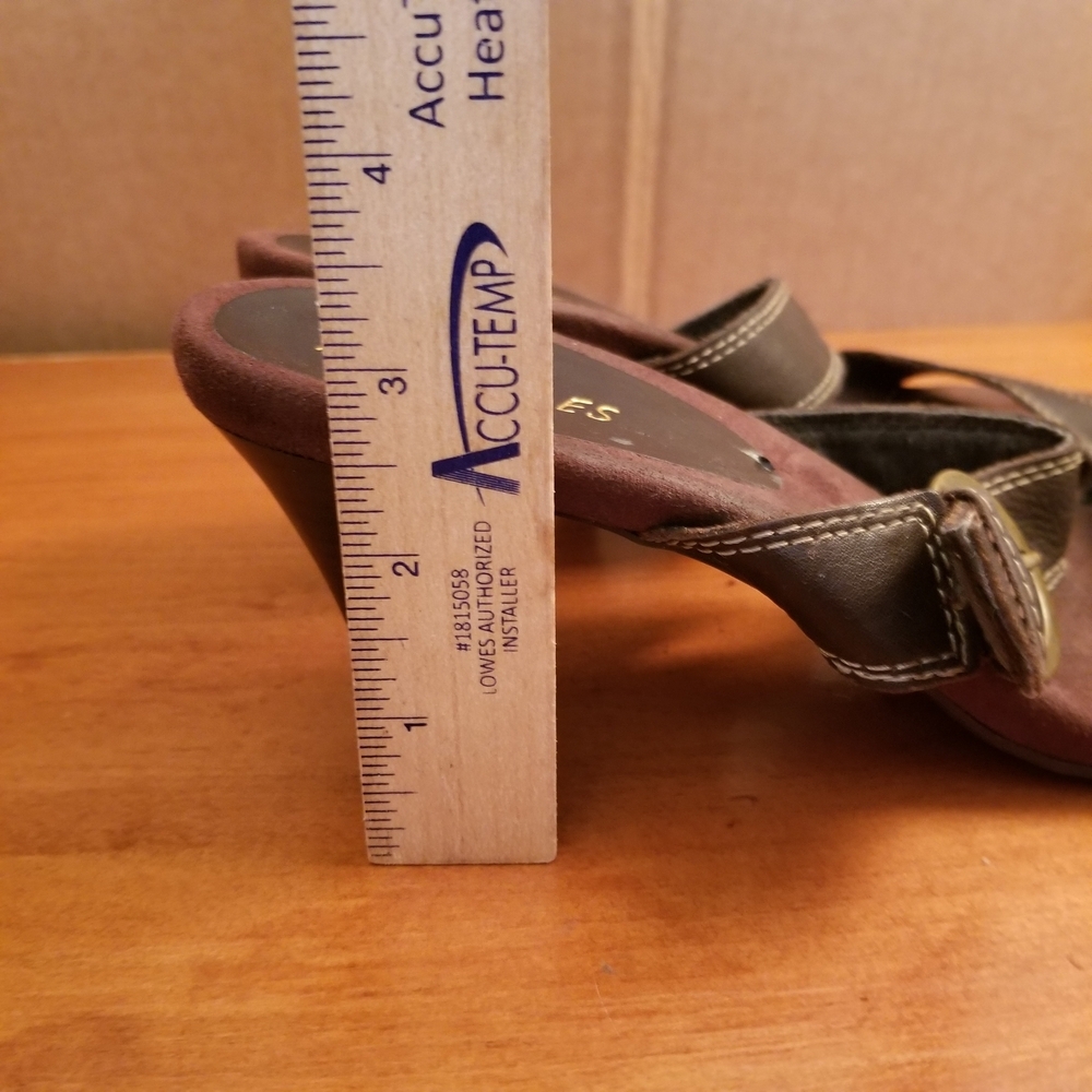 Aerosoles Powpaya Dark Brown Leather Heels Adjustable Top Strap Sz 9 - Picture 5 of 7